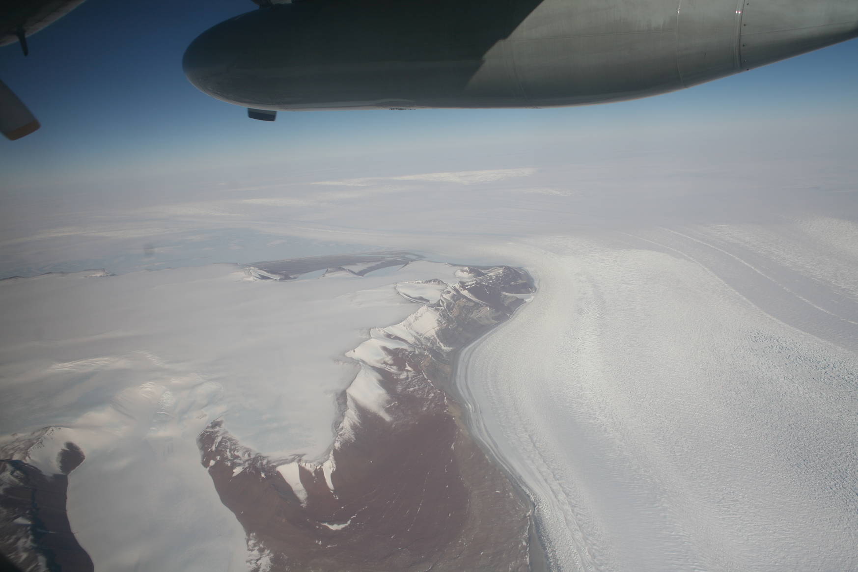 Trans-Antarctic mountains seen from the airplane.