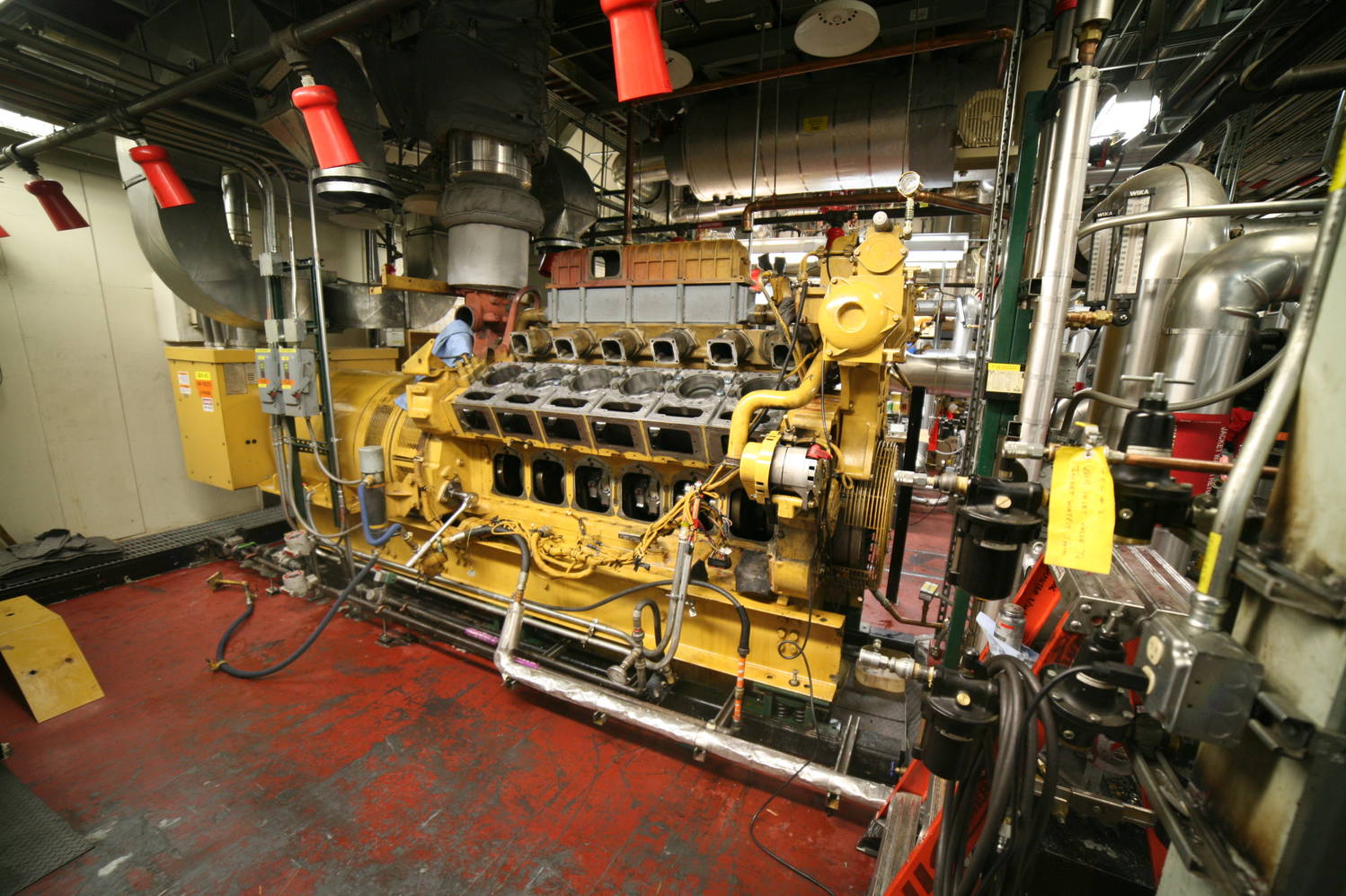 A power generator partially opened up during maintenance