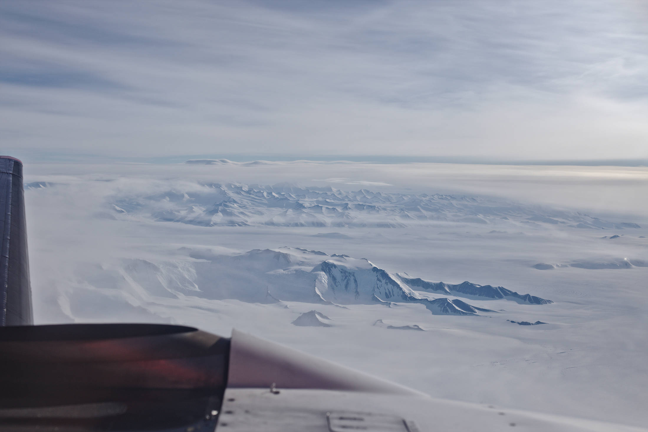 From here it's another two hours of flying across the Ross ice shelf. More mountains are visible along the way